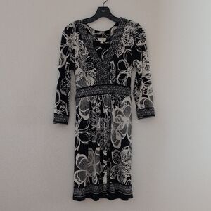 ECI Black and White Long Sleeve Dress